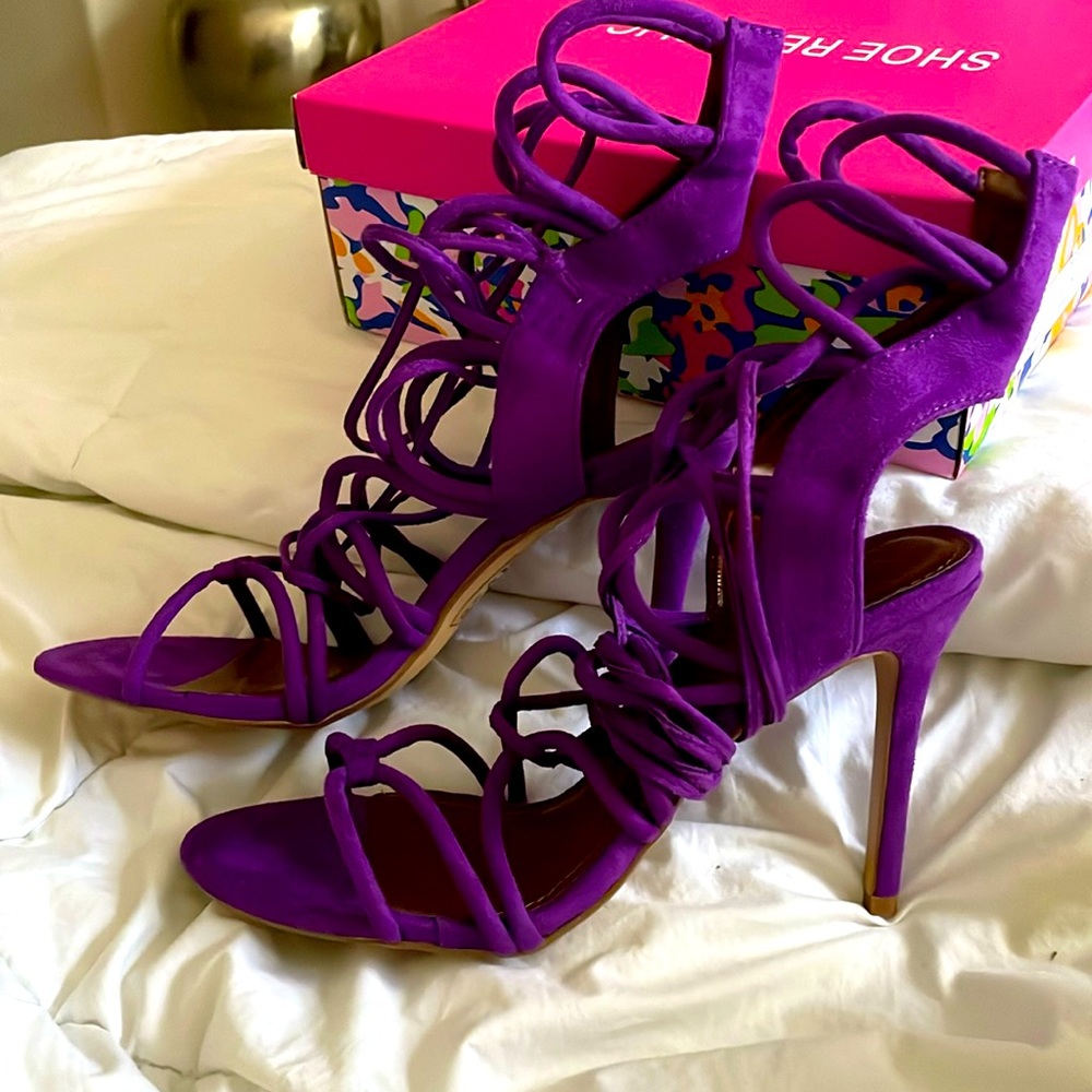 Purple Lace-Up Heels